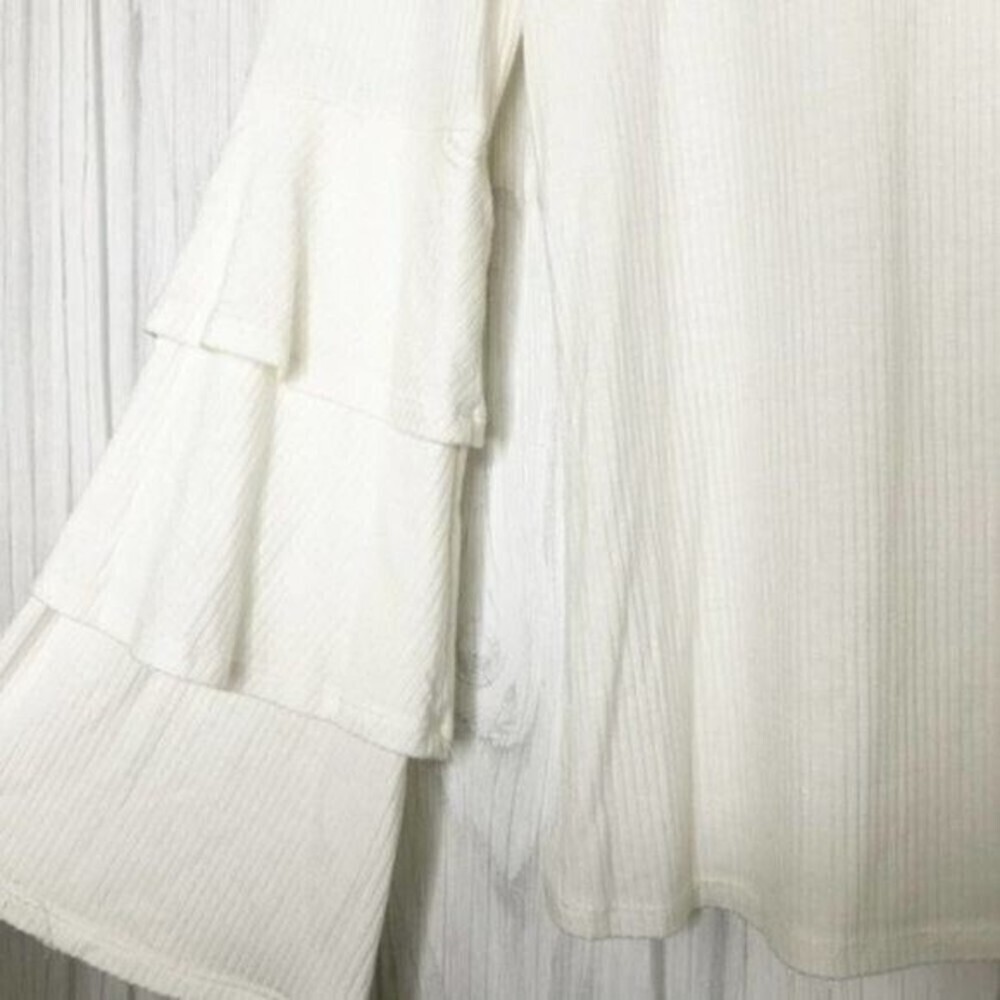 BP. Ruffle Sleeve Ribbed Ivory Sweater  - Picture 4 of 8